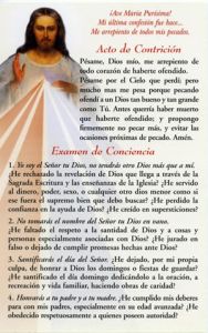 Act of Contrition Prayer Card, Spanish