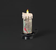 Cardinal Swirl LED Candle Lantern