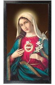 Immaculate Heart of Mary 10 x 18 Canvas, Black Framed