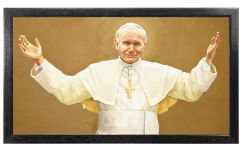 St John Paul II 18 x 10 Canvas Print, Black Frame