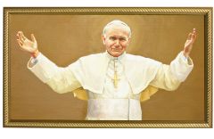 St John Paul II 10 X 18 Canvas Print, gold frame