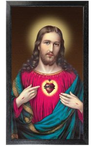 Sacred Heart of Jesus 10 x 18 Canvas, Black Framed