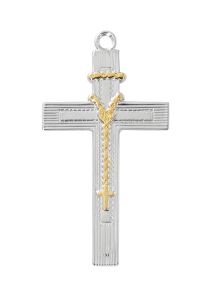 Sterling Two-Tone Cross with Rosary