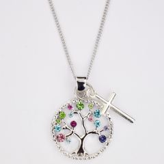 Family Tree with Cross Necklace