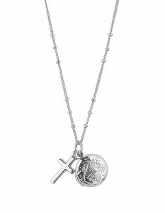 Silver Cross Prayer Locket Necklace