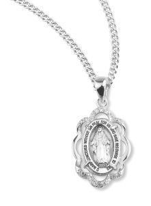 Sterling Miraculous Medal with Cubic Zirconia