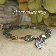 Prayer Changes Things Rosary Bracelet with Mary Medal