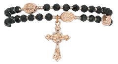 Black Crystal and Rose Gold Twistable Rosary Bracelet